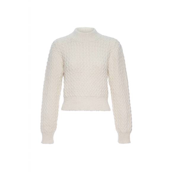 NEW AMO helen crop mock sweater in natural - Picture 3 of 3